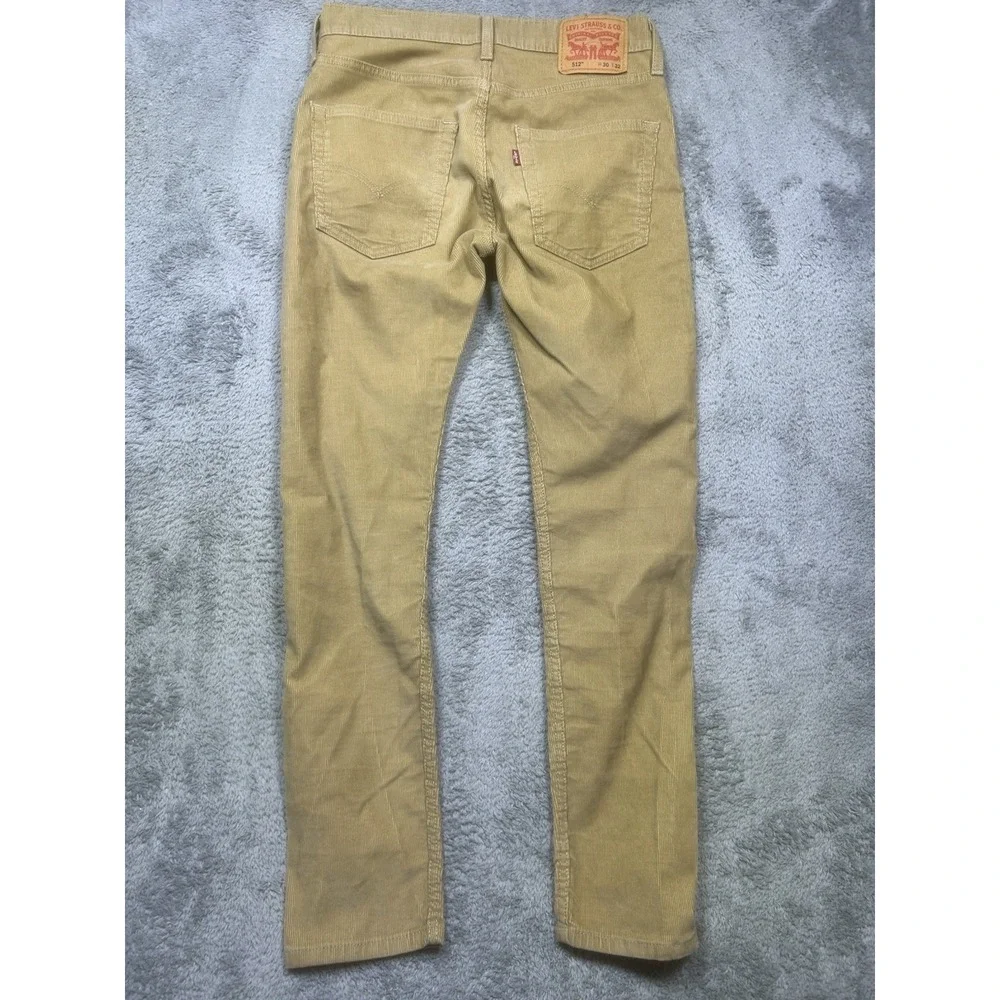 Levis 512 Pants Mens 30x32* Khaki Slim Tapered Micro‎ Corduroy Stretch 5 Pocket